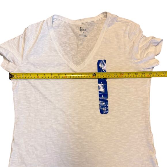Felina White Cotton Blend V Neck Shirt Size Large - Picture 5 of 5